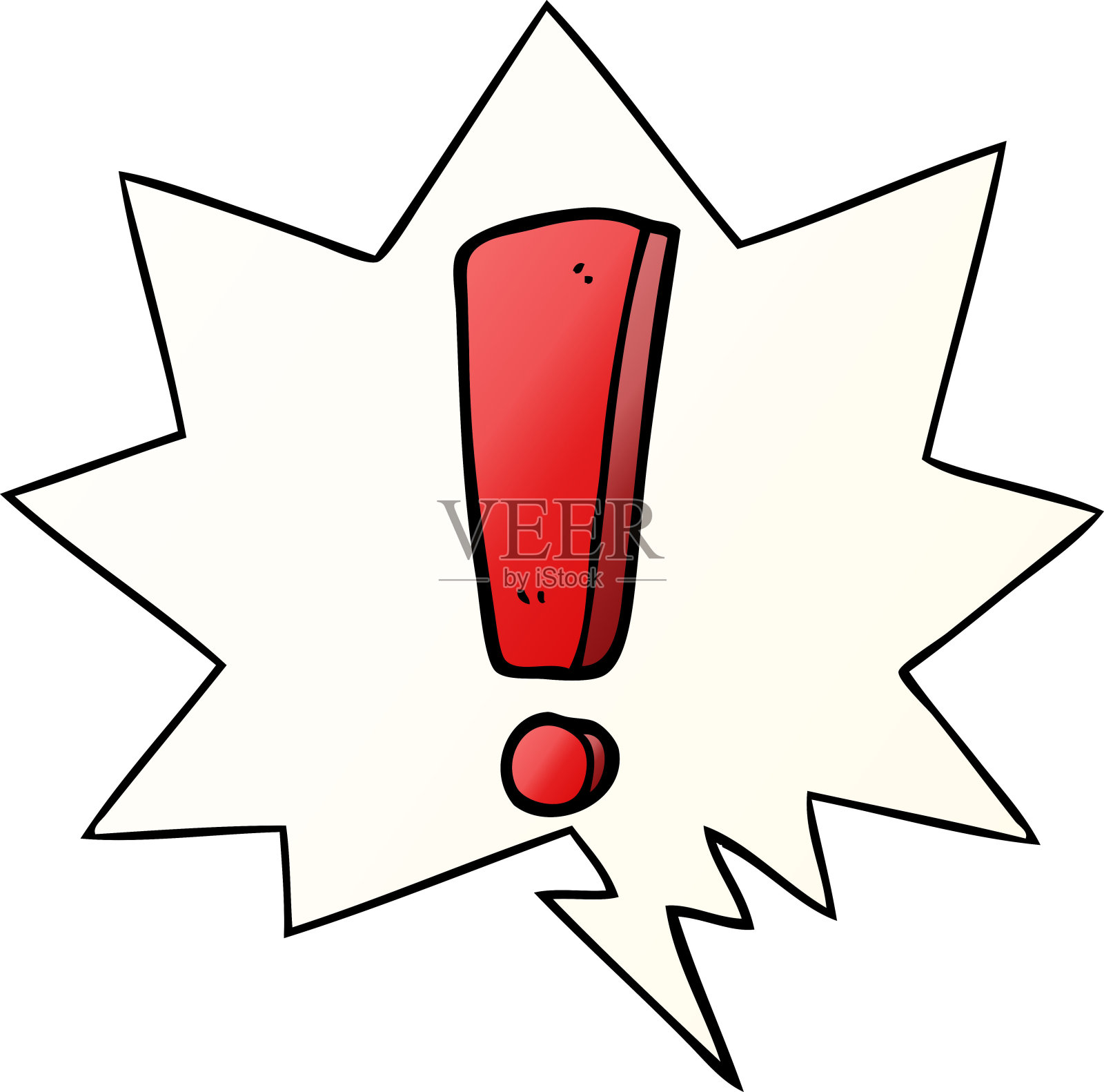 卡通感叹号与语音气泡平滑渐变风格插画图片素材