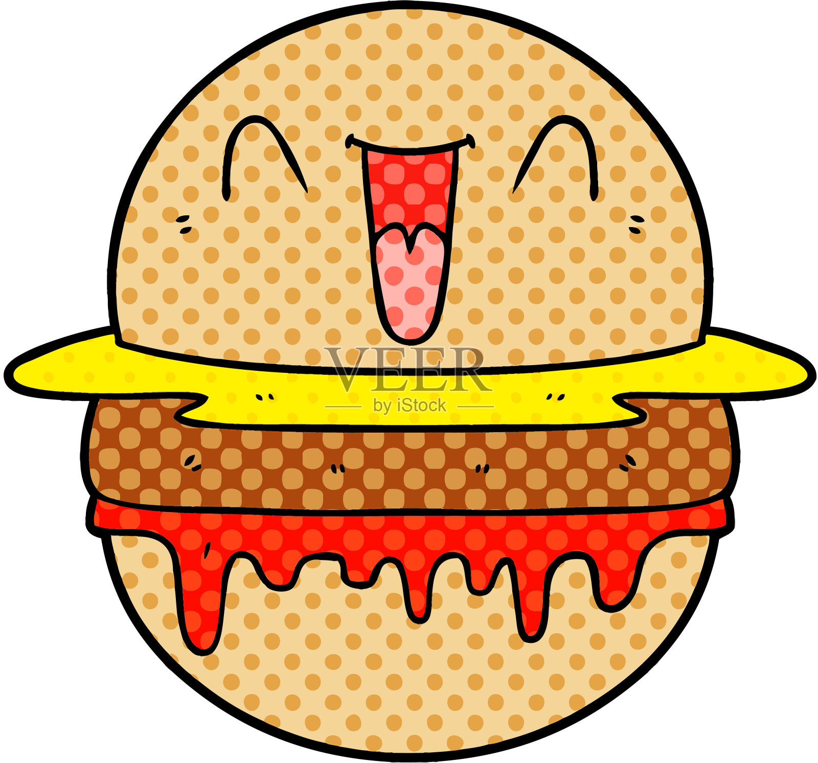 卡通快乐汉堡插画图片素材