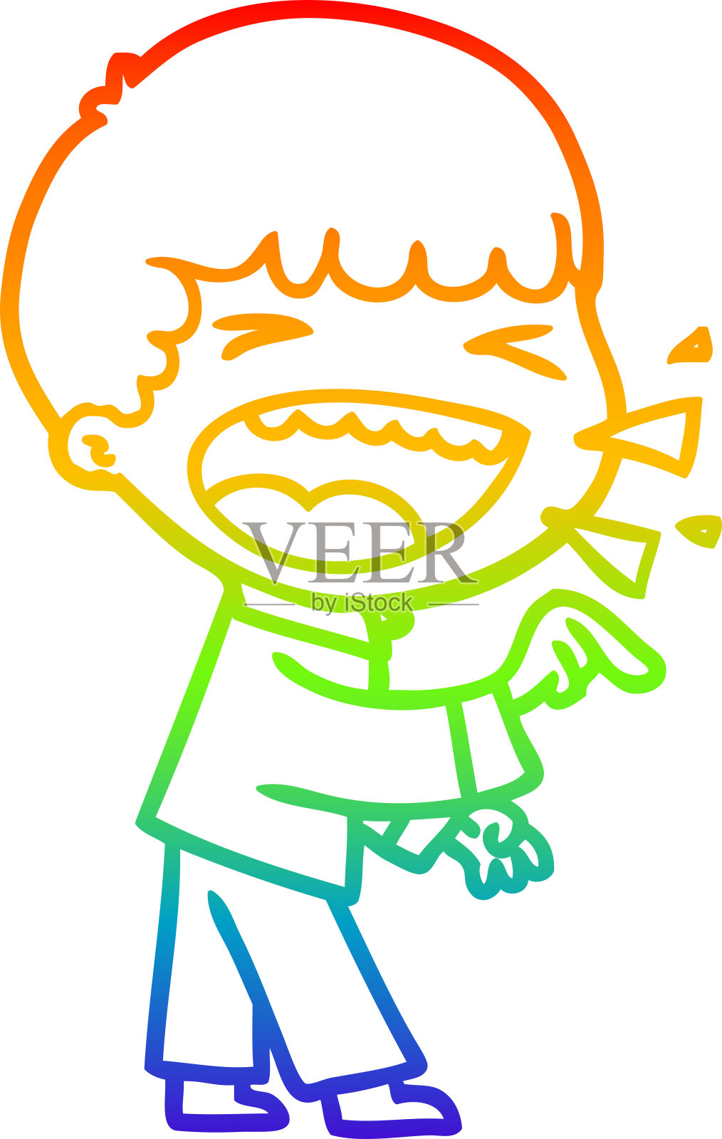 卡通欢笑男人彩虹渐变线条画插画图片素材