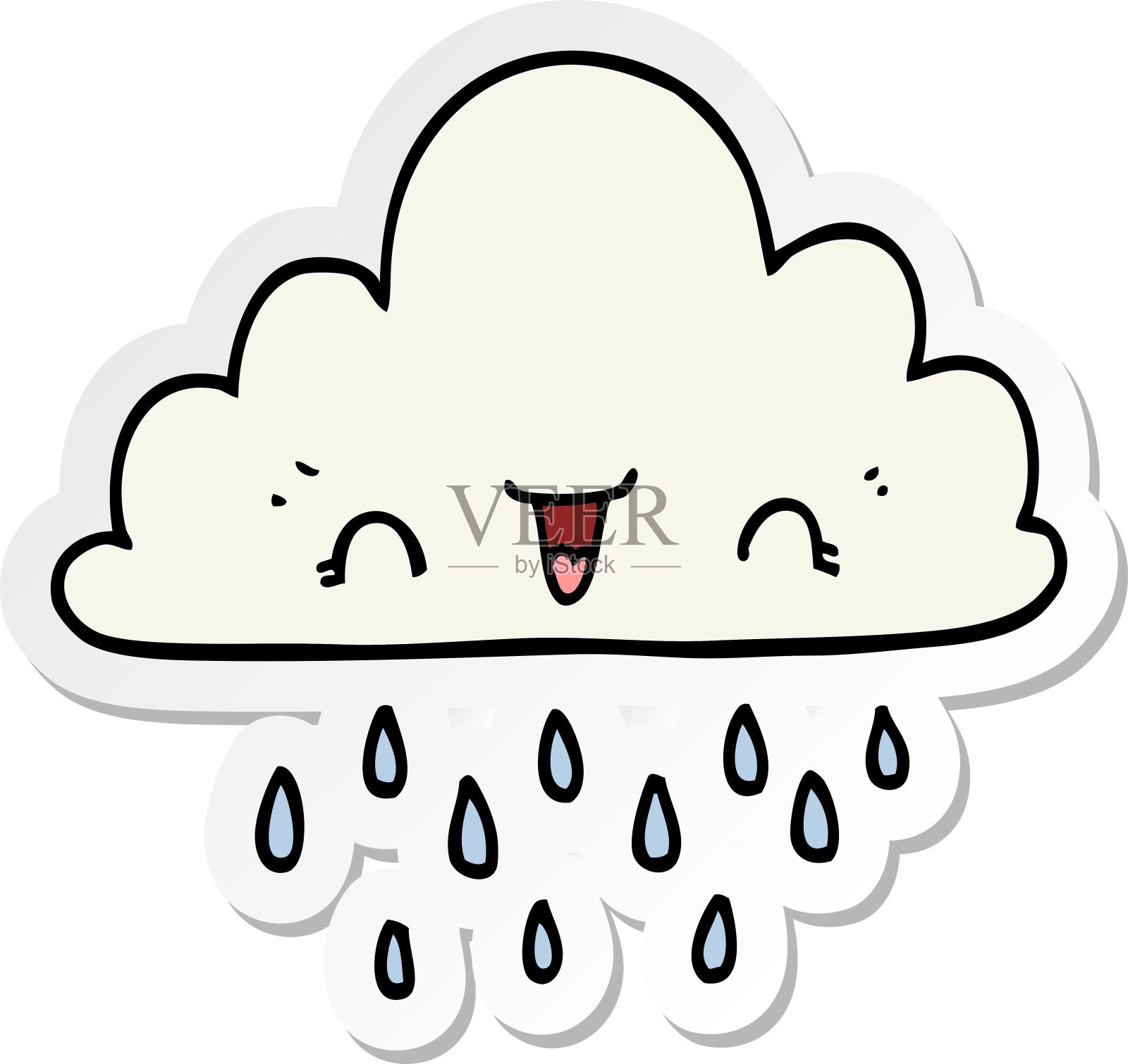 卡通风暴云贴纸插画图片素材