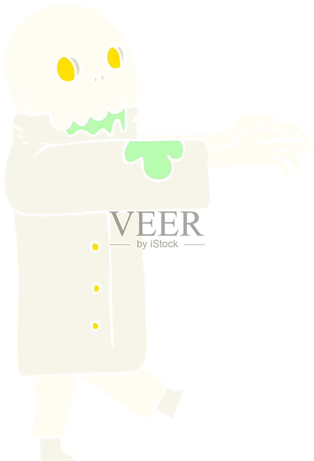 僵尸的平面彩色插图插画图片素材