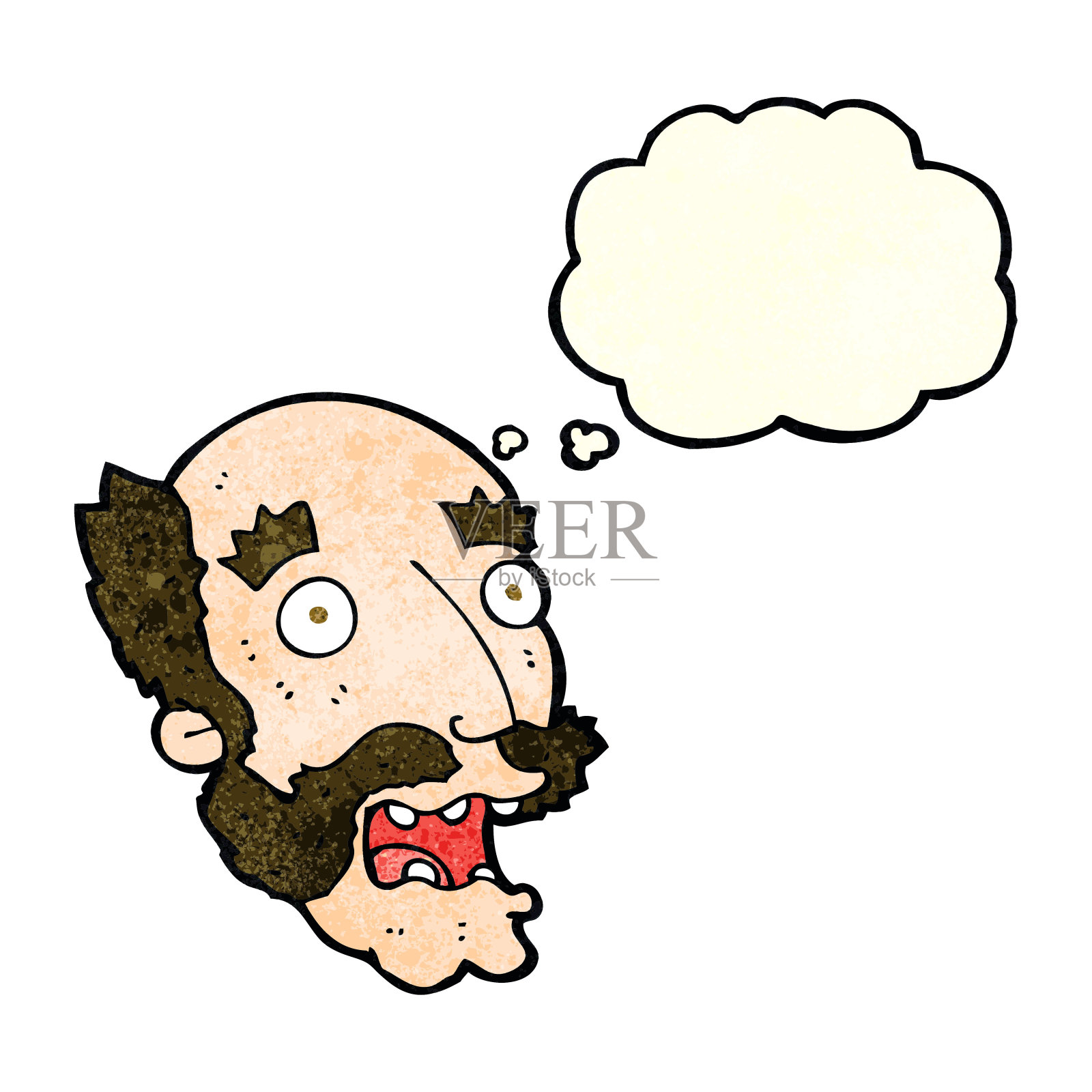 卡通用思想泡泡震惊了老人插画图片素材