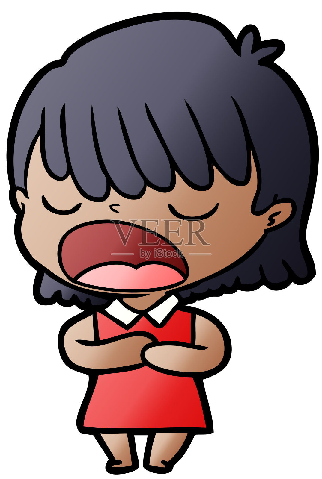 卡通女人大声说话插画图片素材