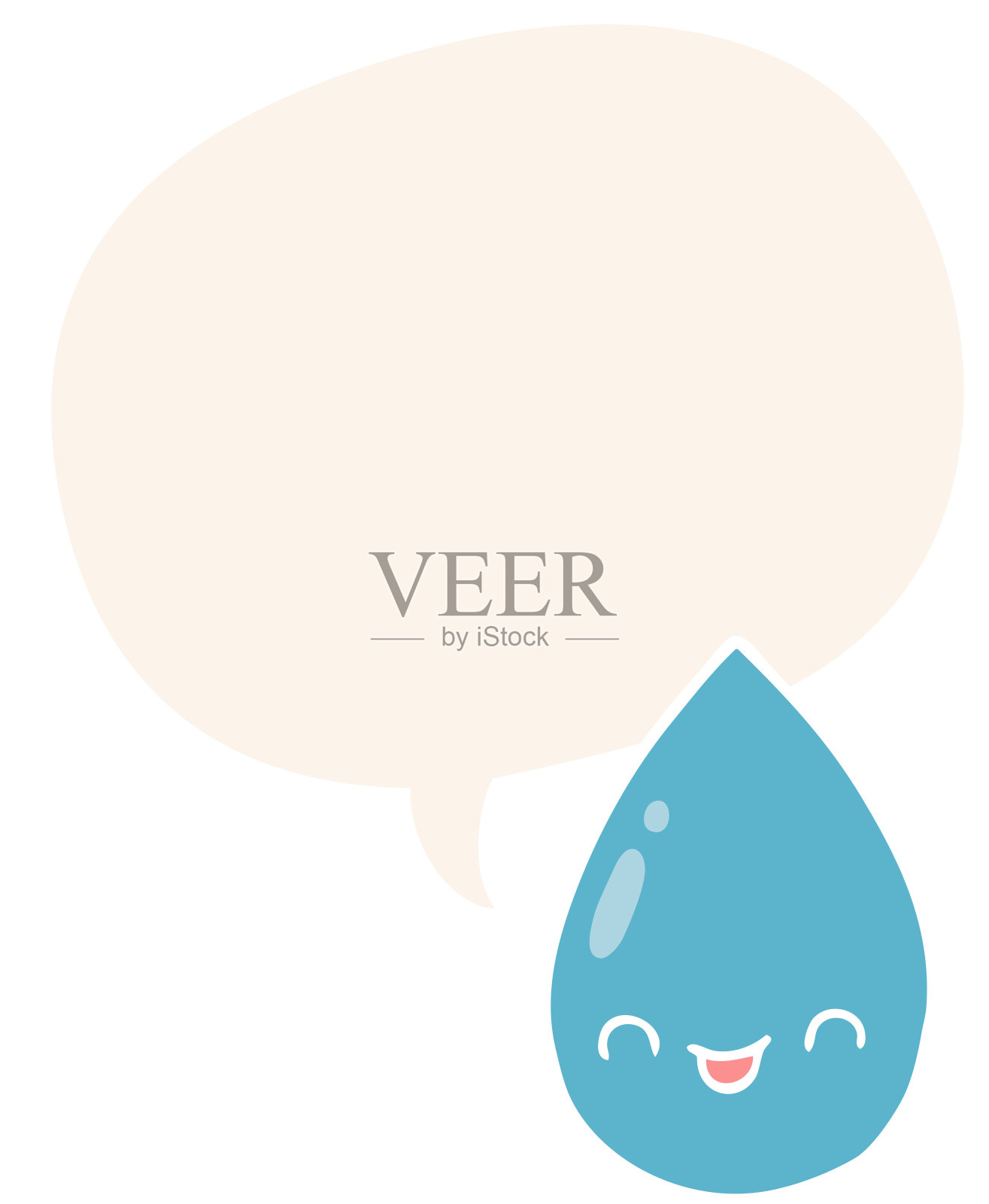 卡通可爱的雨滴与语音泡泡在复古风格插画图片素材