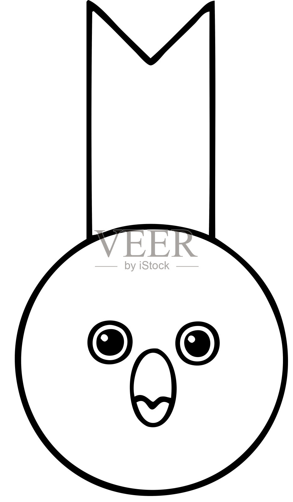 一枚金牌的线条漫画插画图片素材