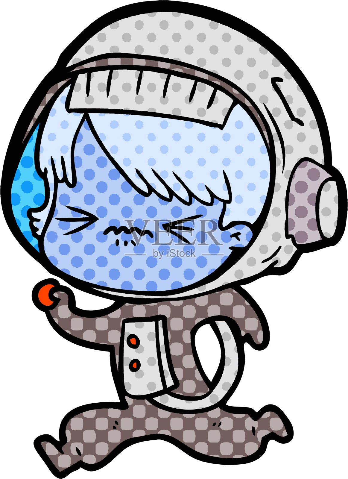 愤怒的卡通空间女孩奔跑插画图片素材