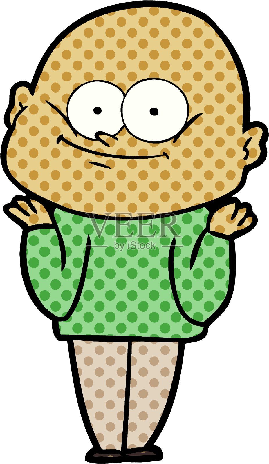 卡通光头盯着看插画图片素材