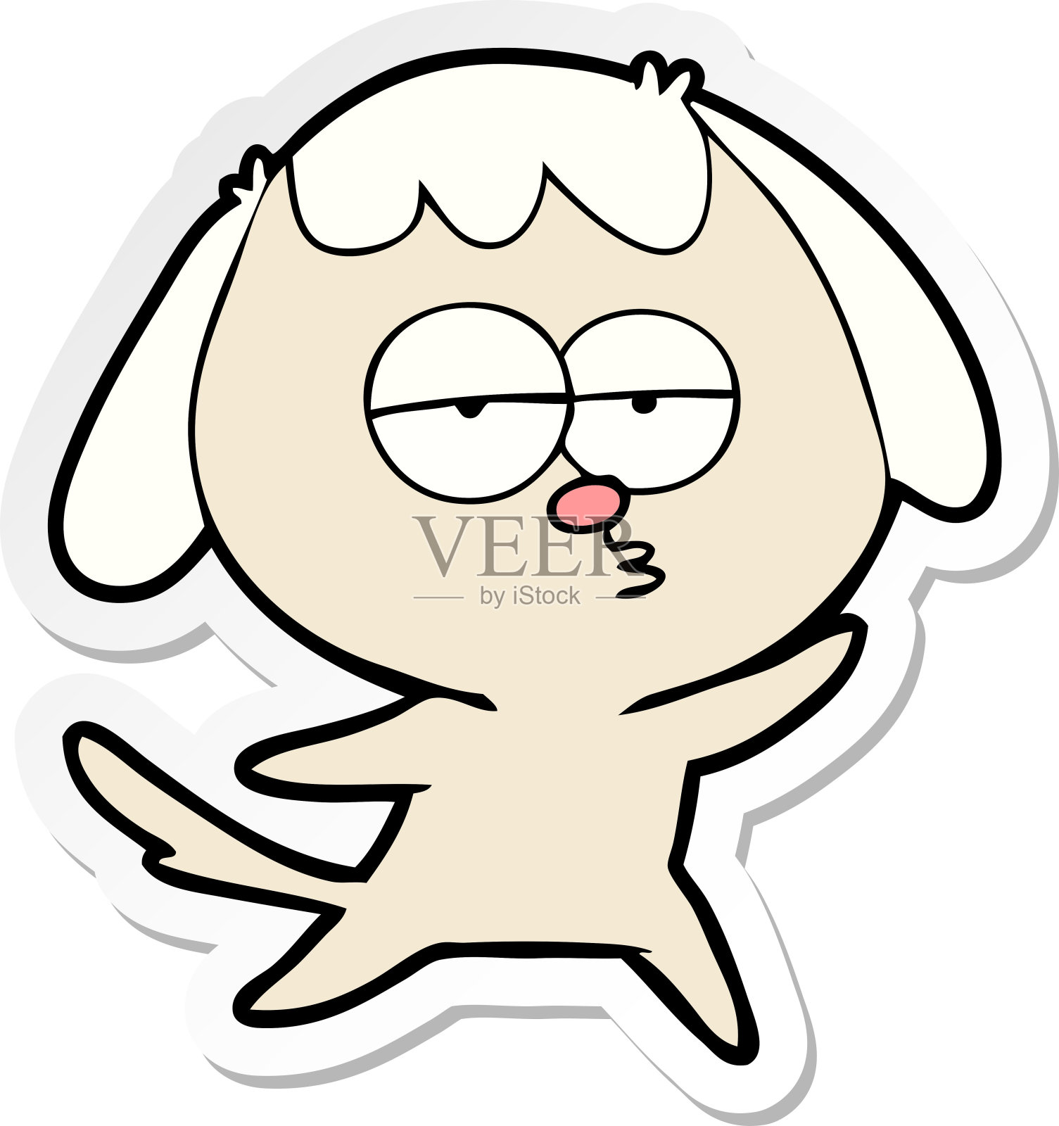 卡通无聊狗的贴纸设计元素图片