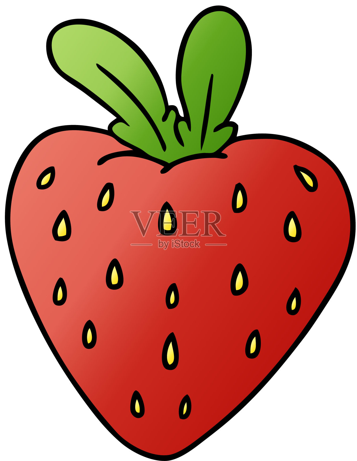 手绘渐变卡通涂鸦的新鲜草莓插画图片素材