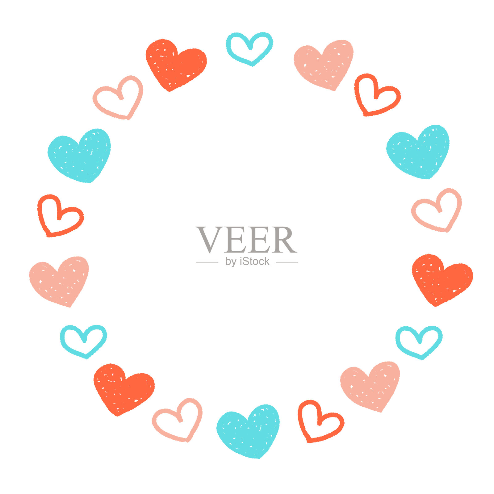 情人节手写体心形相框插画图片素材