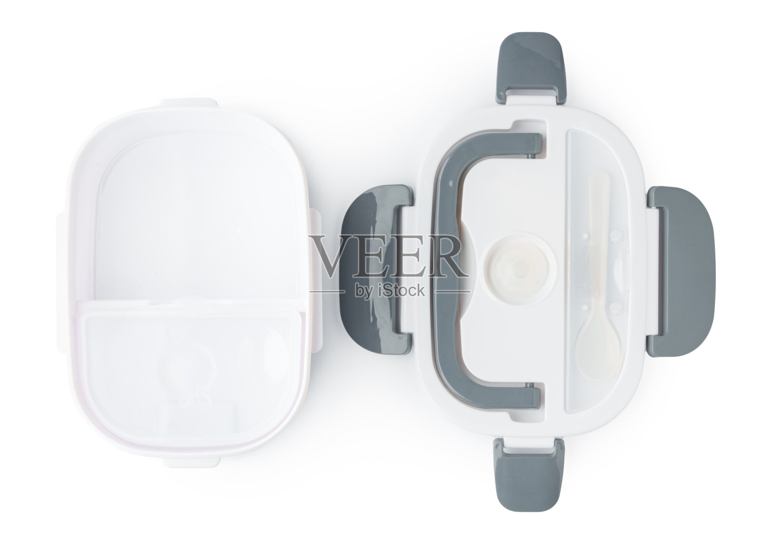 白色背景隔离的塑料食品容器照片摄影图片