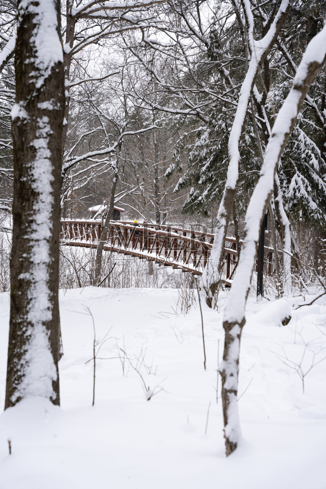 冬季行人天桥照片摄影图片