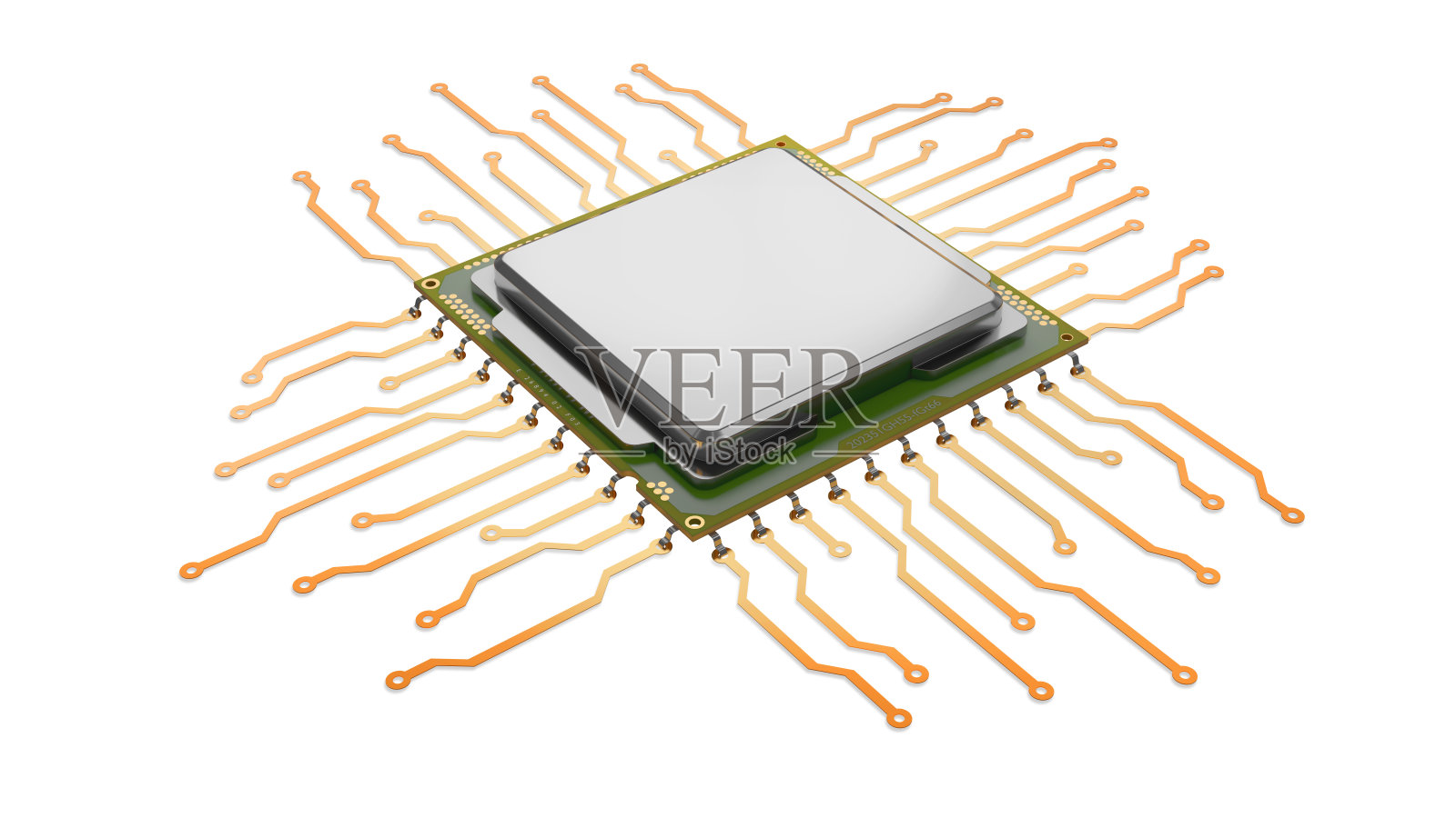 CPU中央处理器单元隔离。中央计算机处理器的概念。三维渲染，概念图像。照片摄影图片