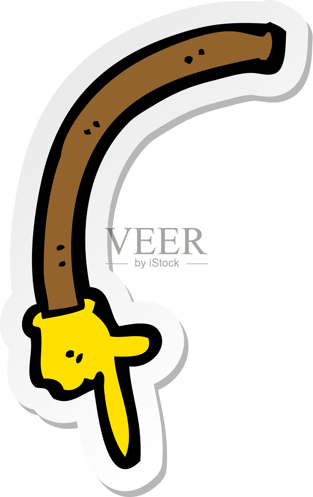 一个卡通指向手臂的贴纸插画图片素材