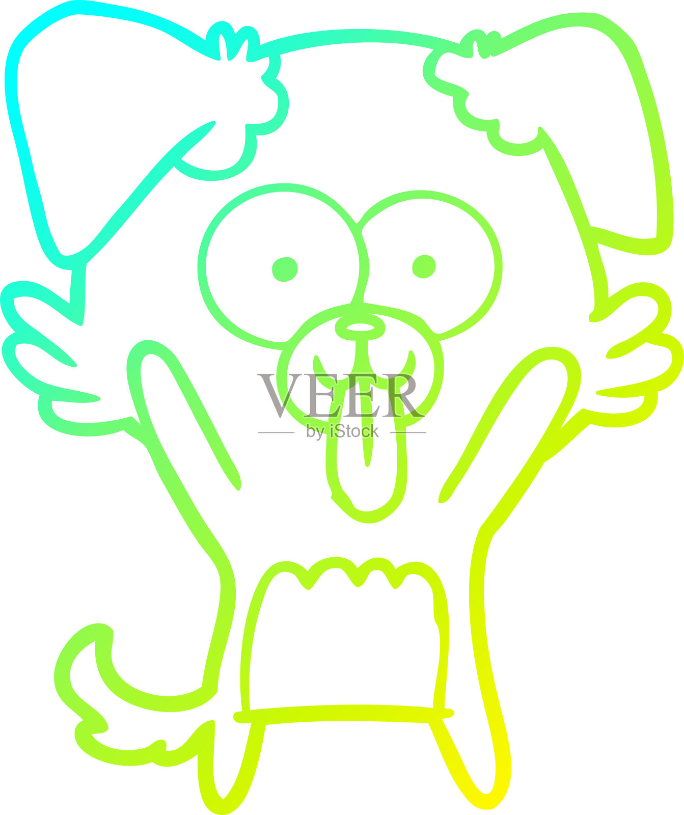 冷梯度线画一个卡通狗伸出舌头设计元素图片