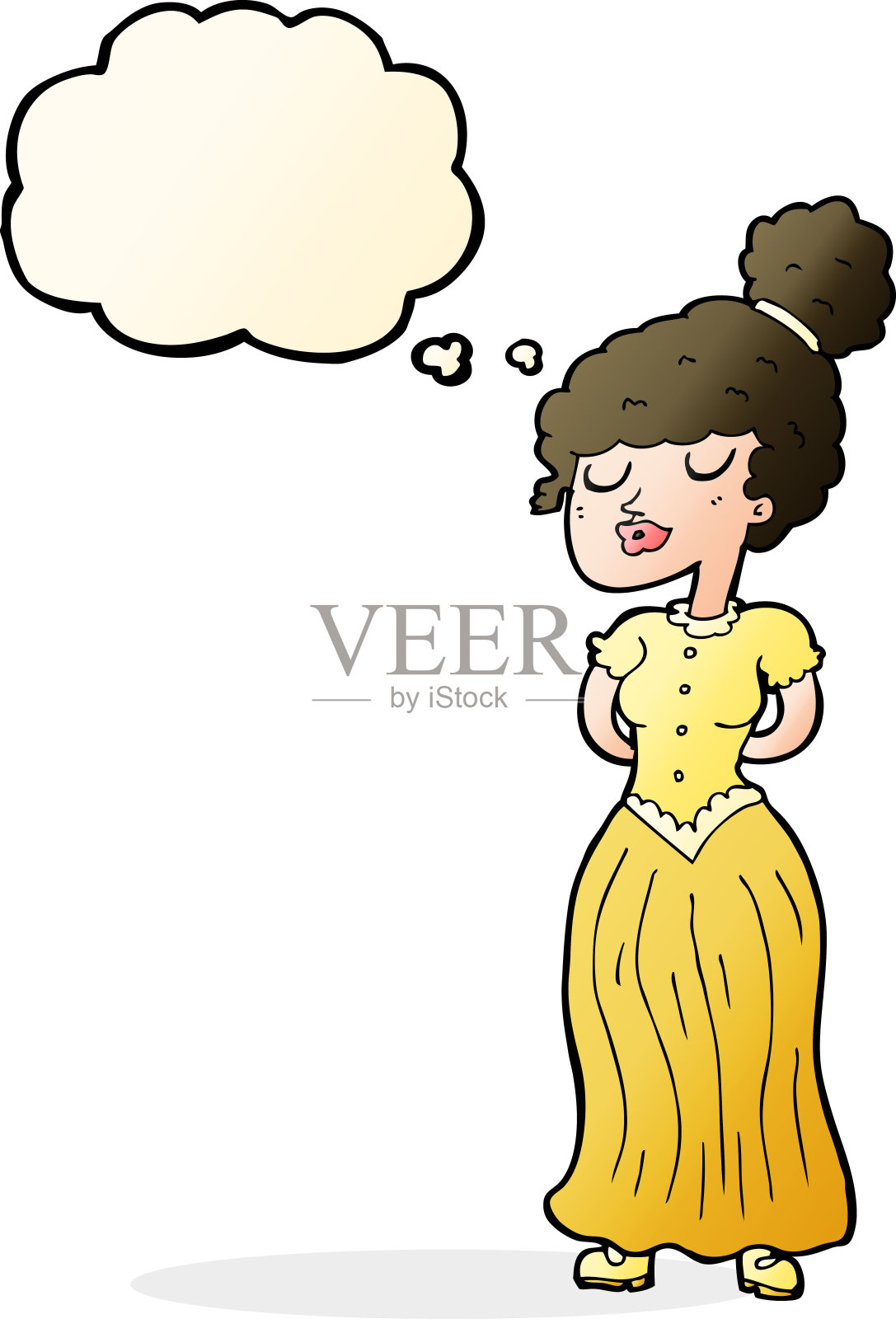 卡通漂亮的维多利亚女人的思想泡沫设计元素图片