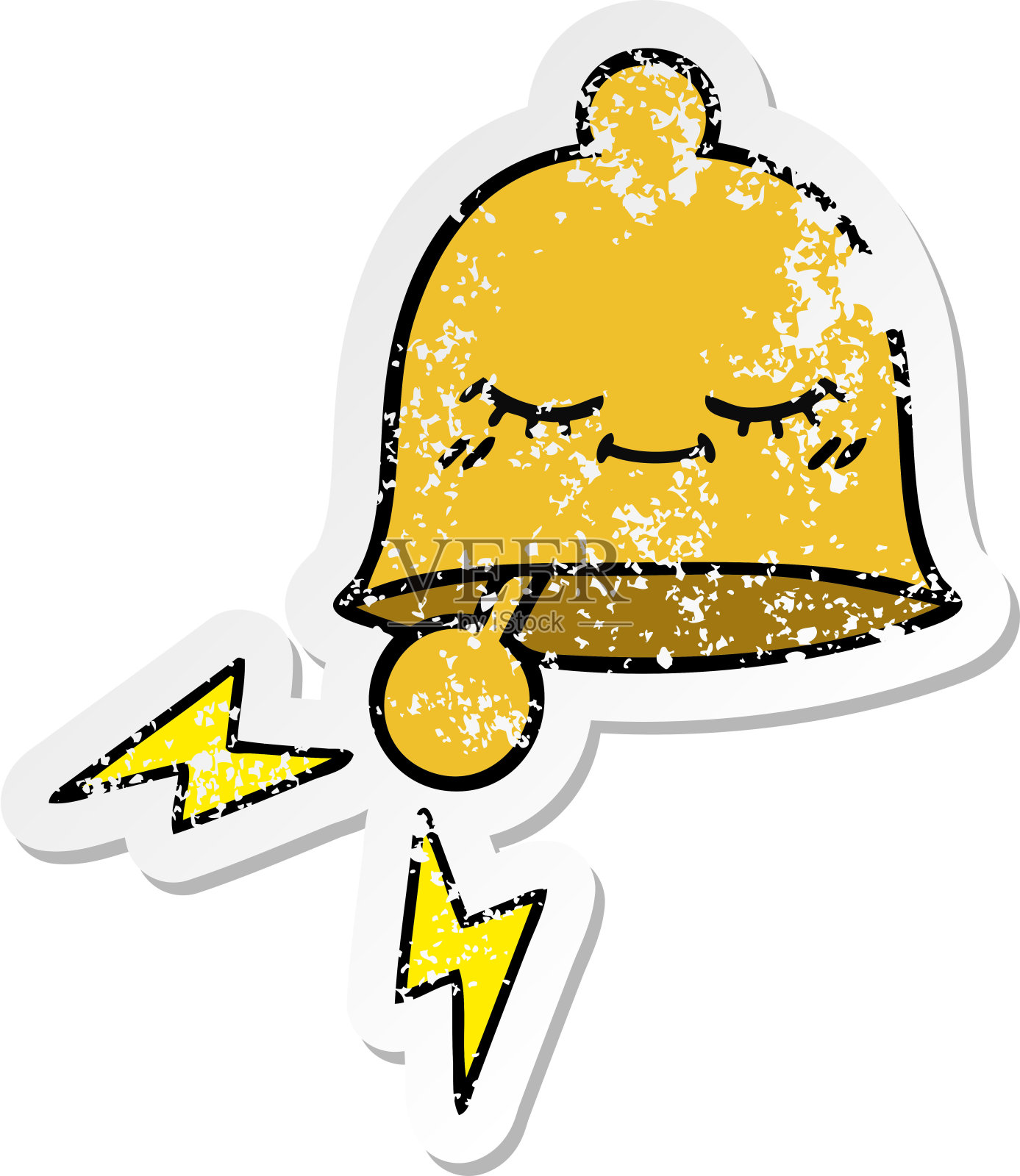 心疼的贴纸一个可爱的卡通铃声插画图片素材