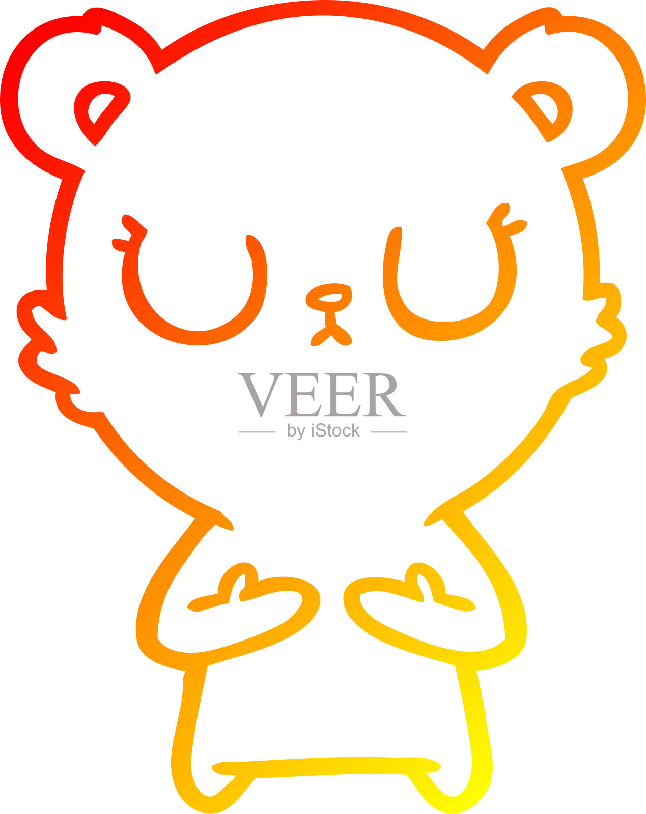 温暖的梯度线画一个和平的卡通熊幼崽插画图片素材