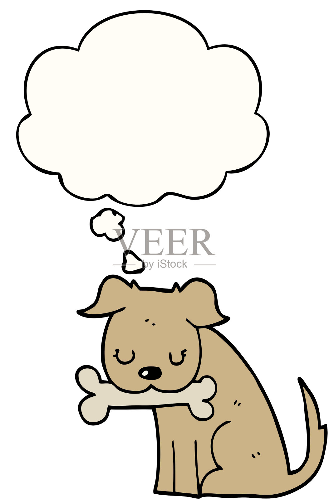 带有思想泡泡的卡通狗插画图片素材