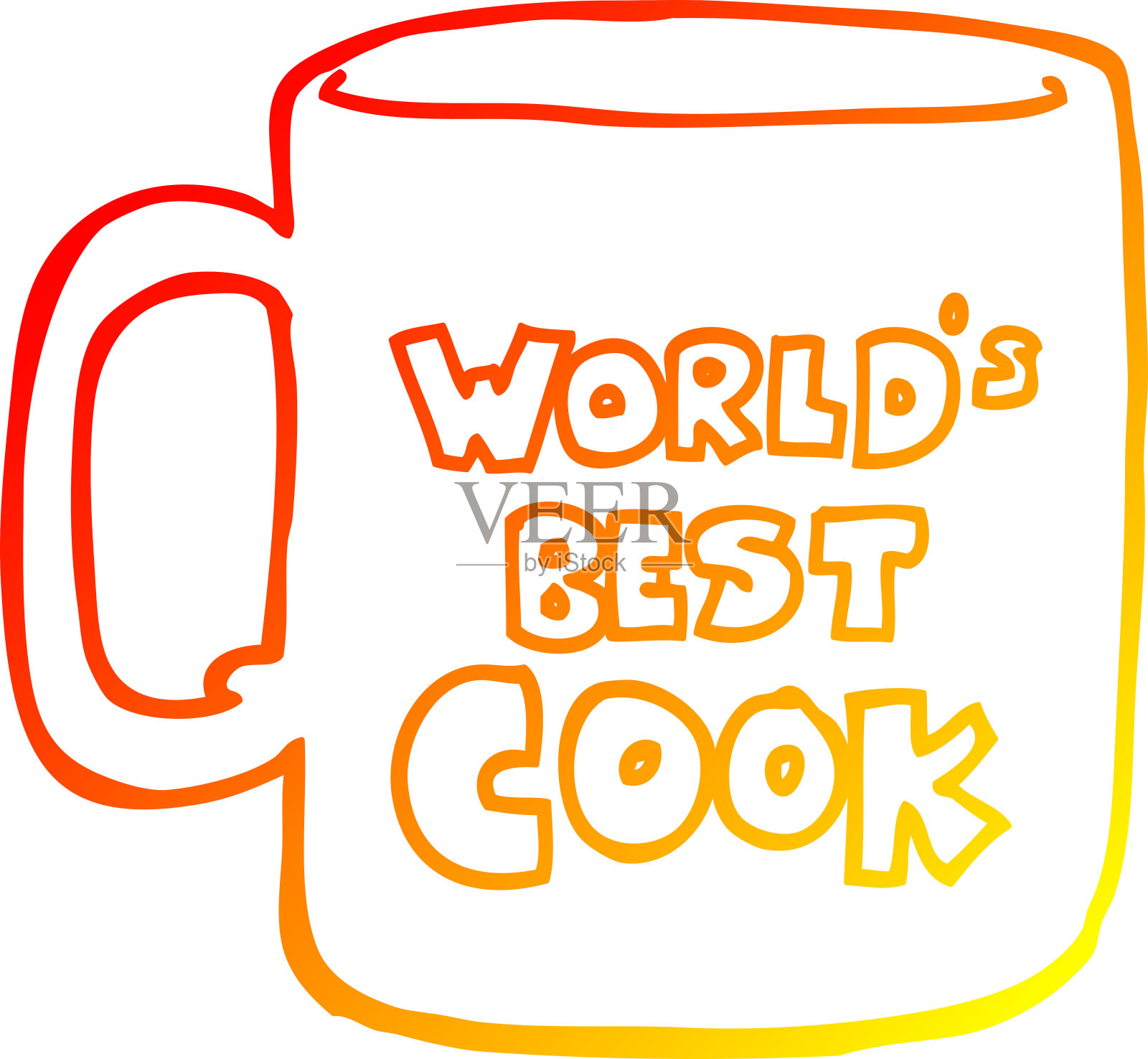 温暖的梯度线绘制一个世界上最好的厨师马克杯设计元素图片