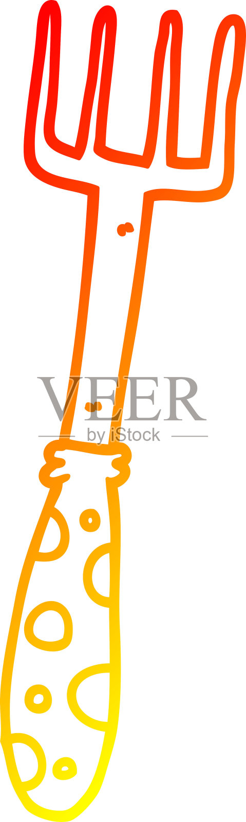 暖梯度线绘制卡通叉子插画图片素材