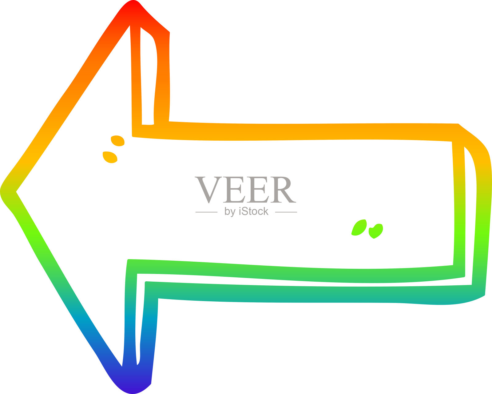 彩虹渐变线绘制的卡通方向箭头插画图片素材