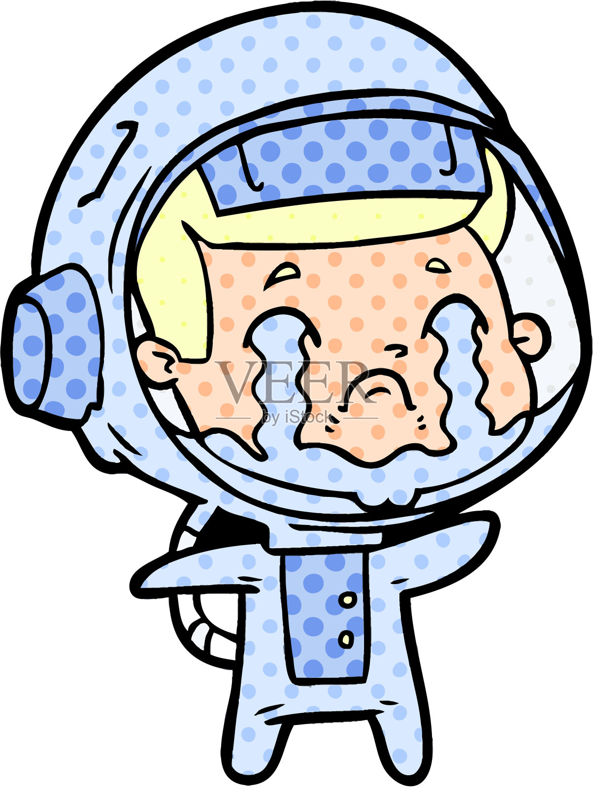 卡通哭泣的宇航员设计元素图片