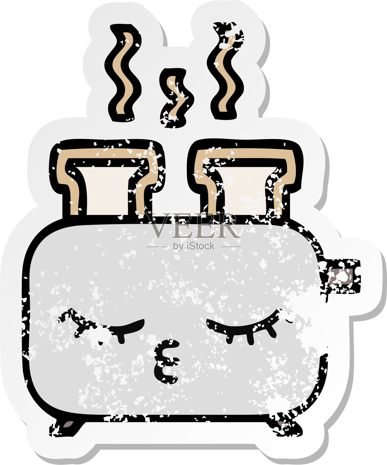 一个可爱的卡通面包机心疼贴纸插画图片素材