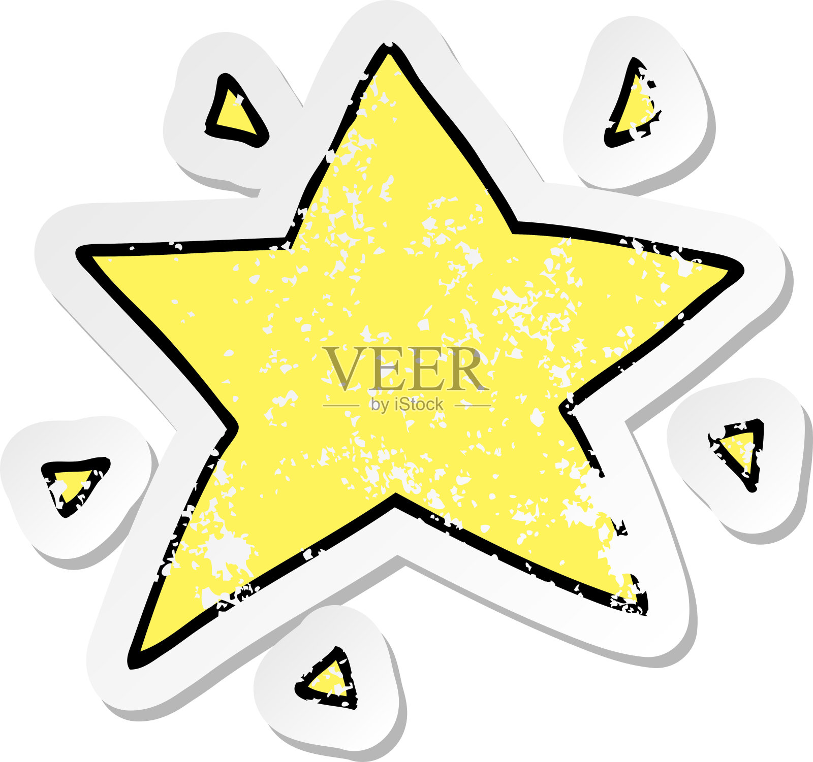 卡通明星的心疼贴纸插画图片素材