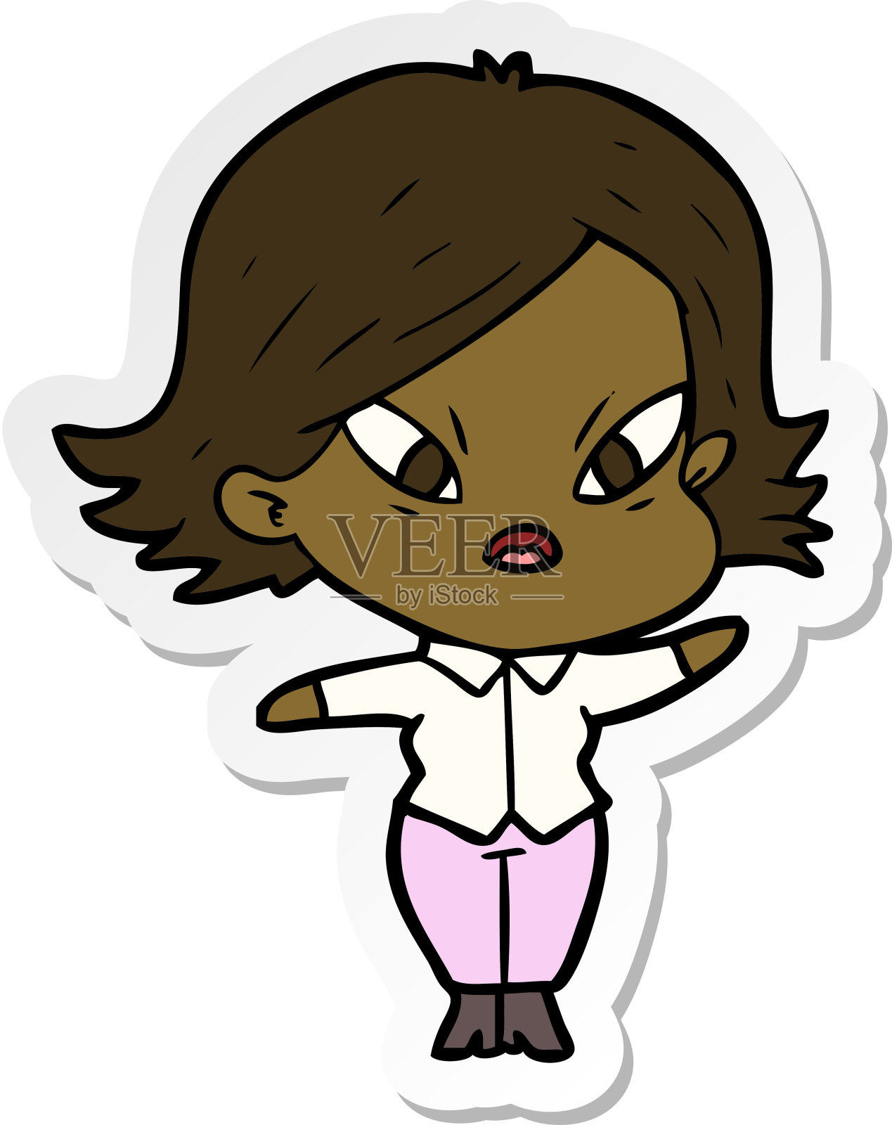 一个卡通压力女人的贴纸设计元素图片