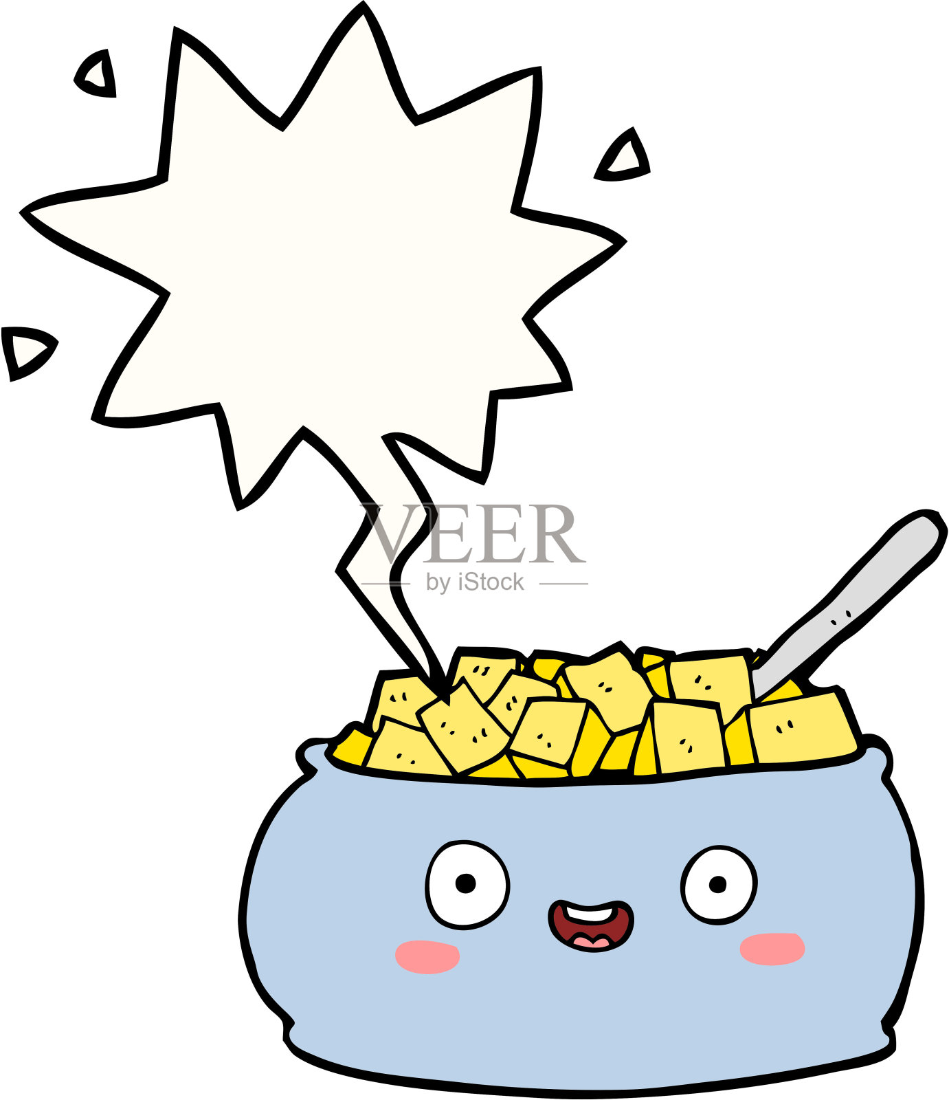 可爱的卡通糖碗，有语音泡泡设计元素图片