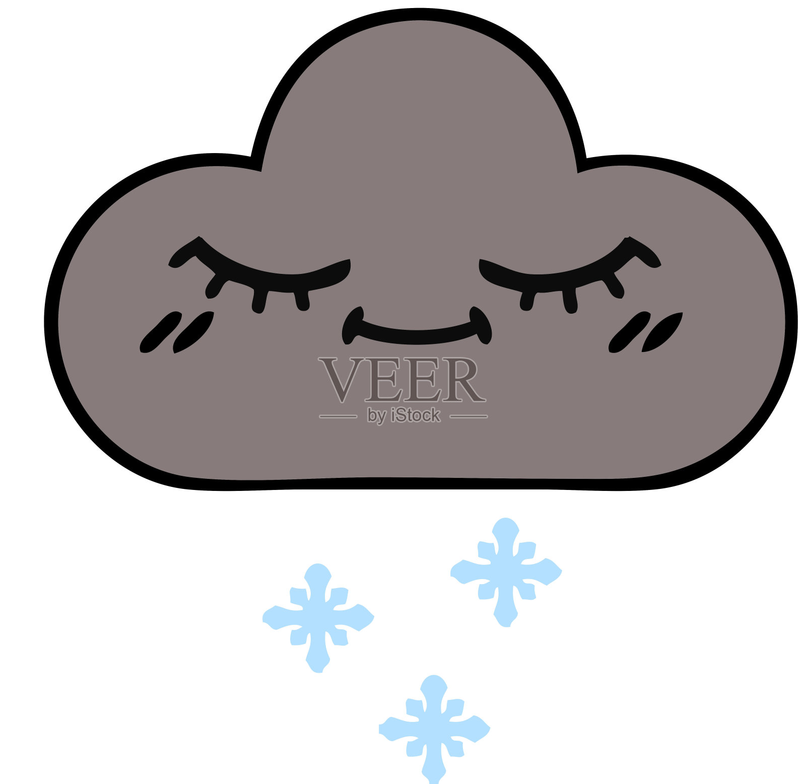 可爱的卡通风暴雪云设计元素图片