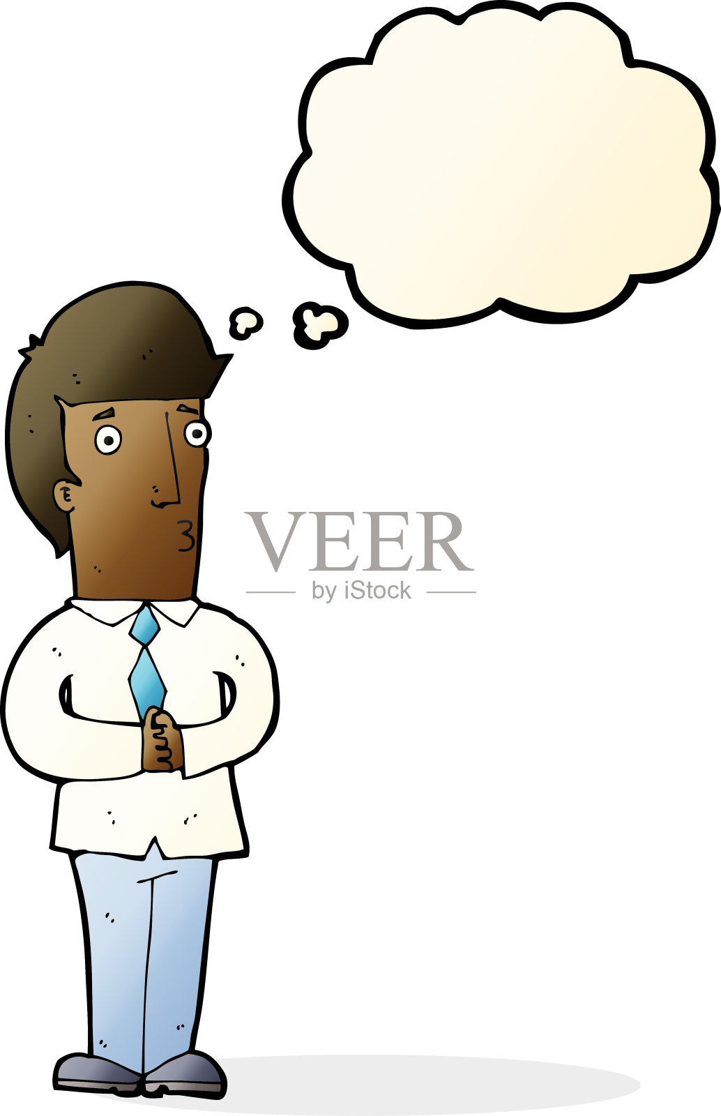 卡通紧张的人与思想泡泡插画图片素材