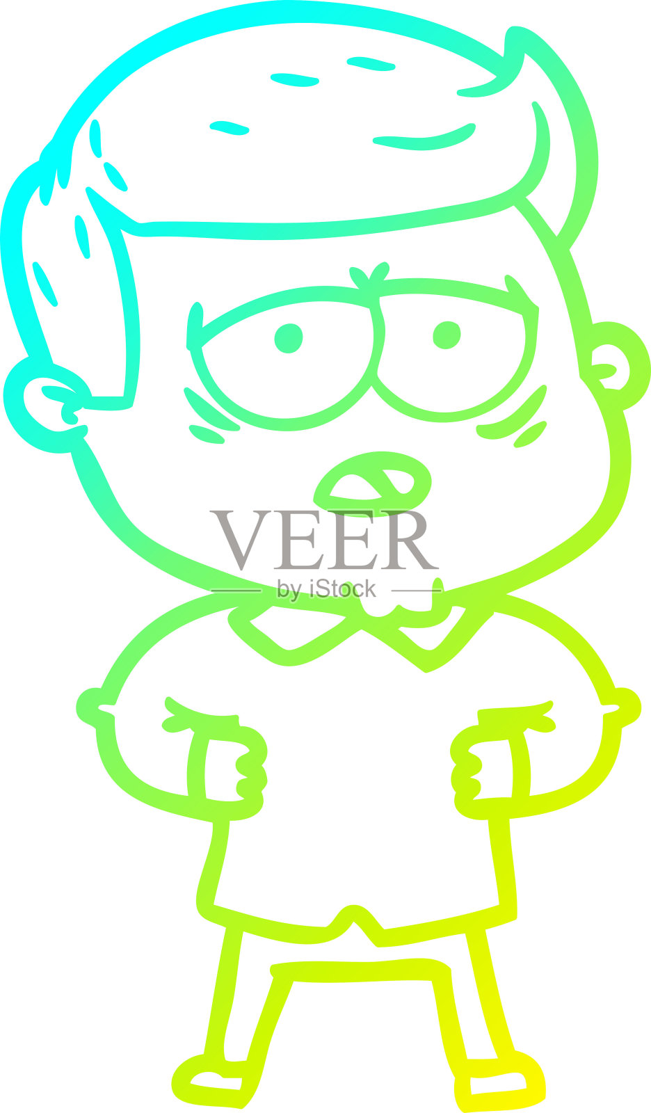 冷梯度线画一个卡通疲倦的人设计元素图片