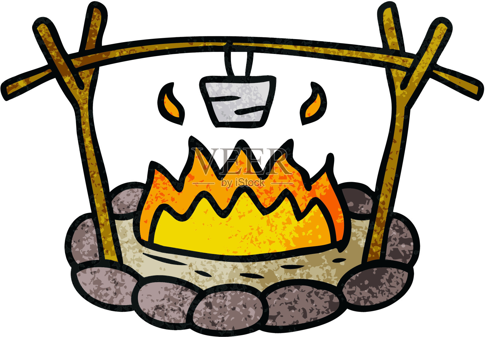 手绘纹理卡通涂鸦的营地插画图片素材