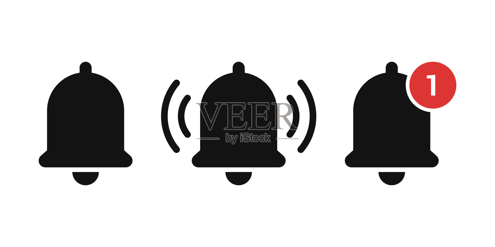UI铃声提醒通知图标插图设计元素矢量集。图标素材