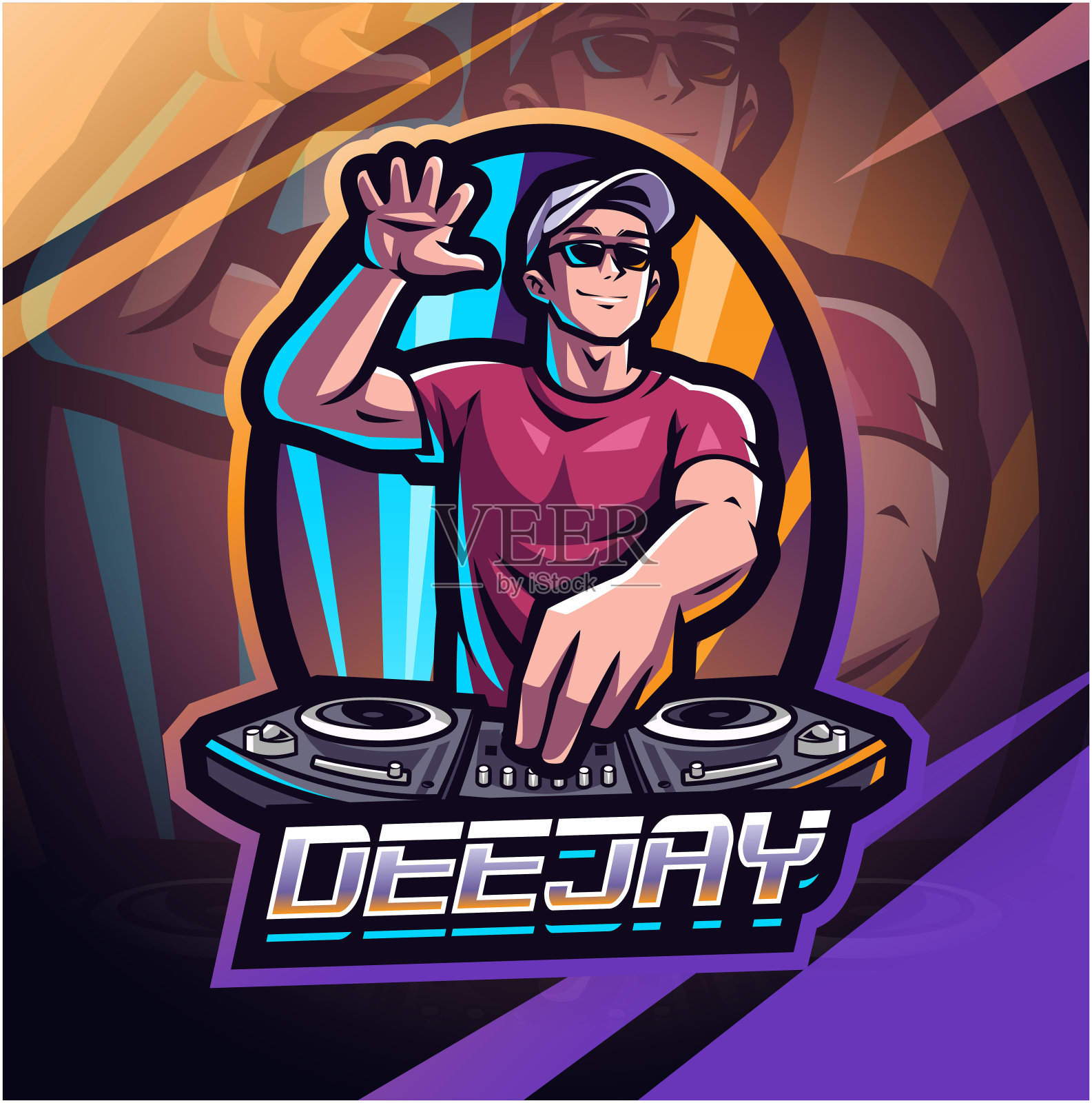 唱片骑师吉祥物插画图片素材