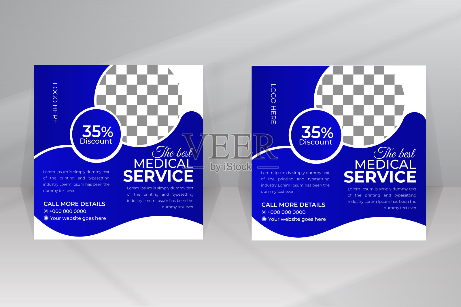 医疗保健社交媒体帖子模板设计适用于社交媒体业务页面、群组和任何其他推广医院和医生的社交媒体平台插画图片素材