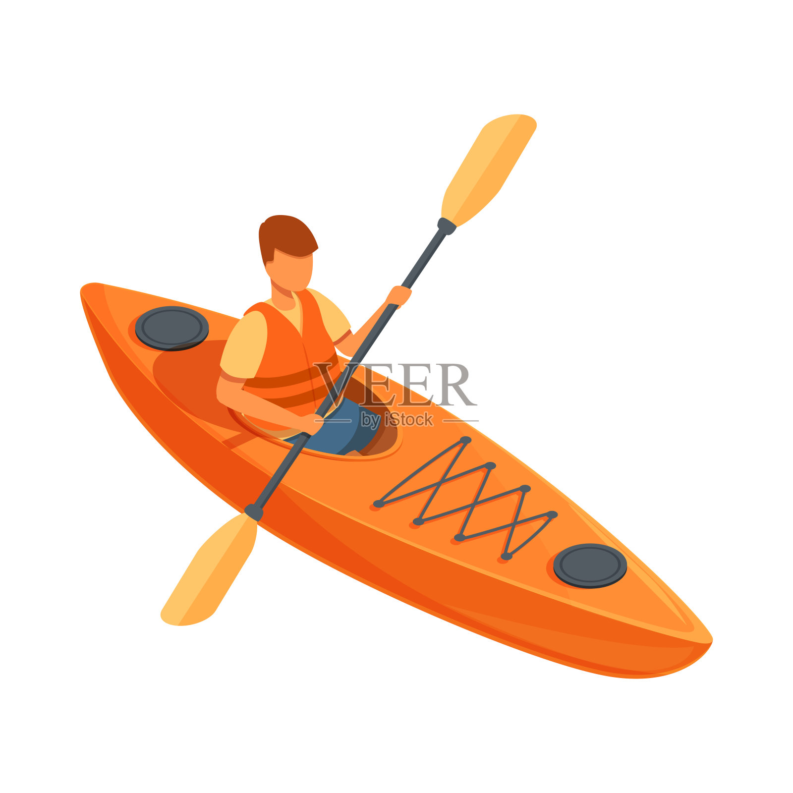 等长运动员在皮划艇游泳，矢量插图插画图片素材