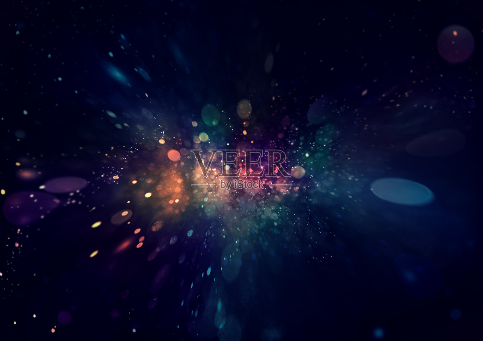 不聚焦的冷暖光源在黑色背景上运动插画图片素材