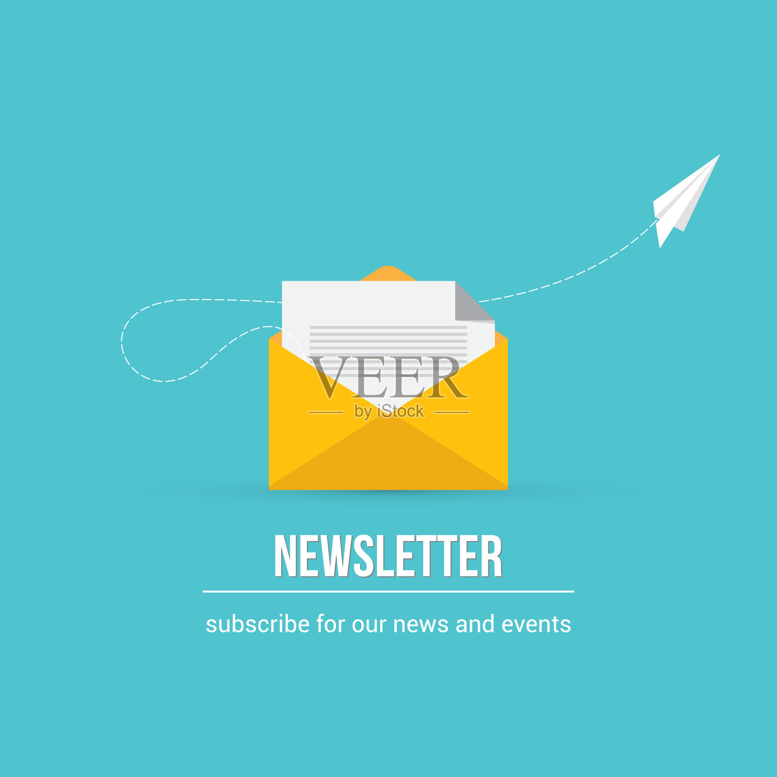 时事通讯。矢量旗帜的电子邮件营销。订阅通讯，新闻，优惠，促销。插画图片素材