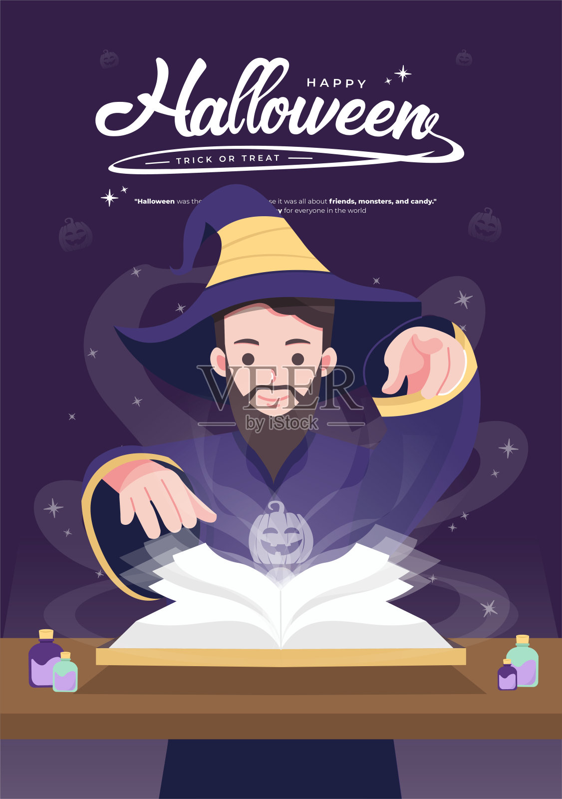 万圣节快乐概念插图插画图片素材