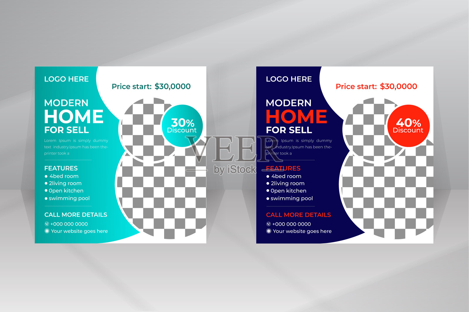 适用于社交媒体商业页面的房地产业务社交媒体帖子模板插画图片素材