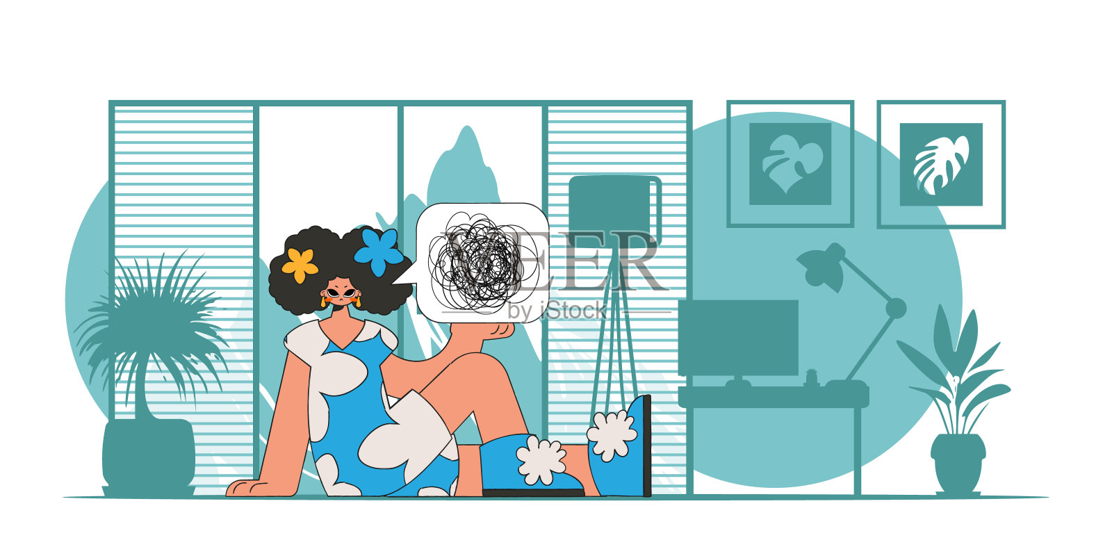 绝望的人被无望和绝望感所吞噬的人这个女人表现出他很困惑。插画图片素材