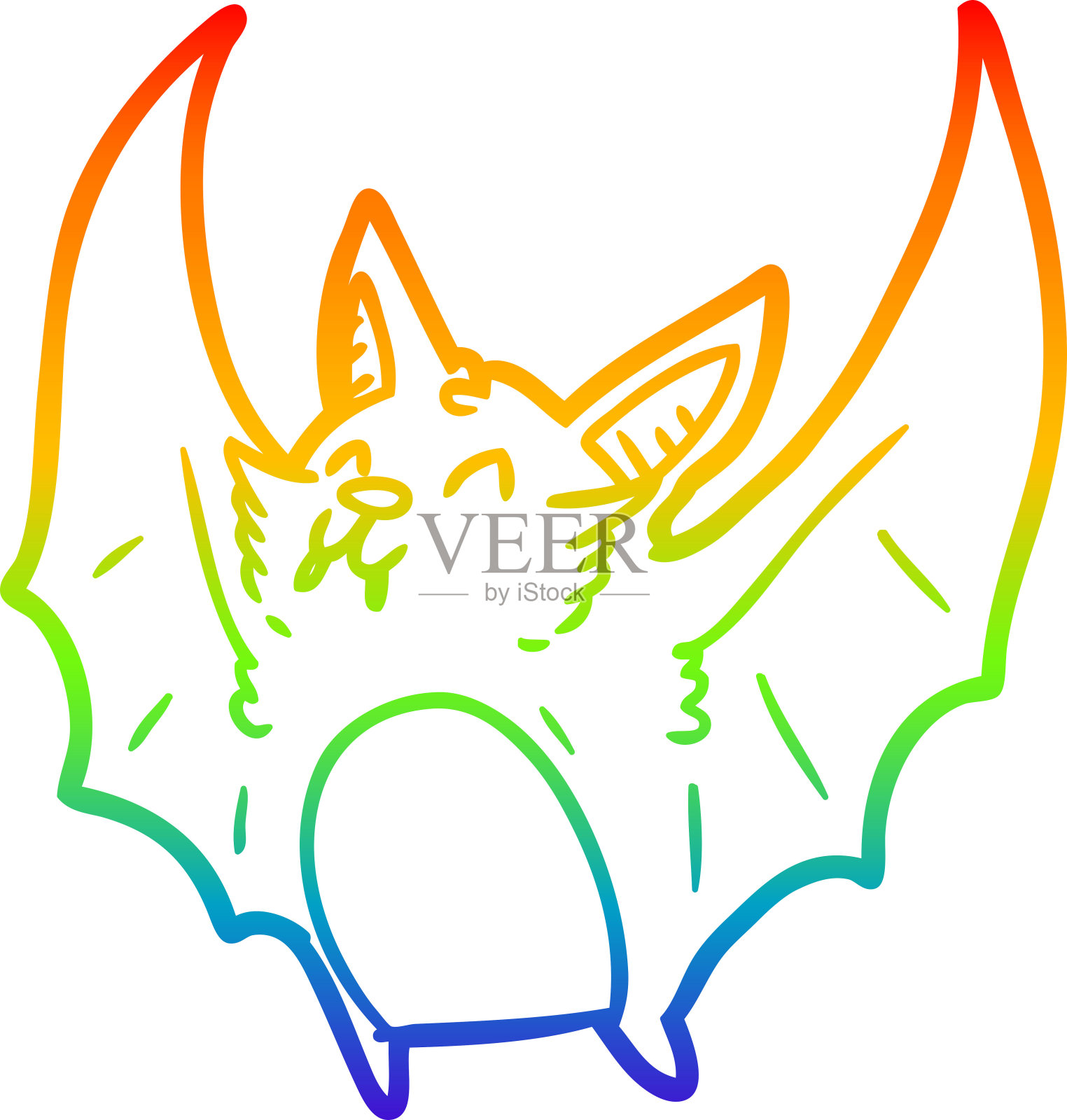 彩虹渐变线条的吸血鬼万圣节蝙蝠设计元素图片