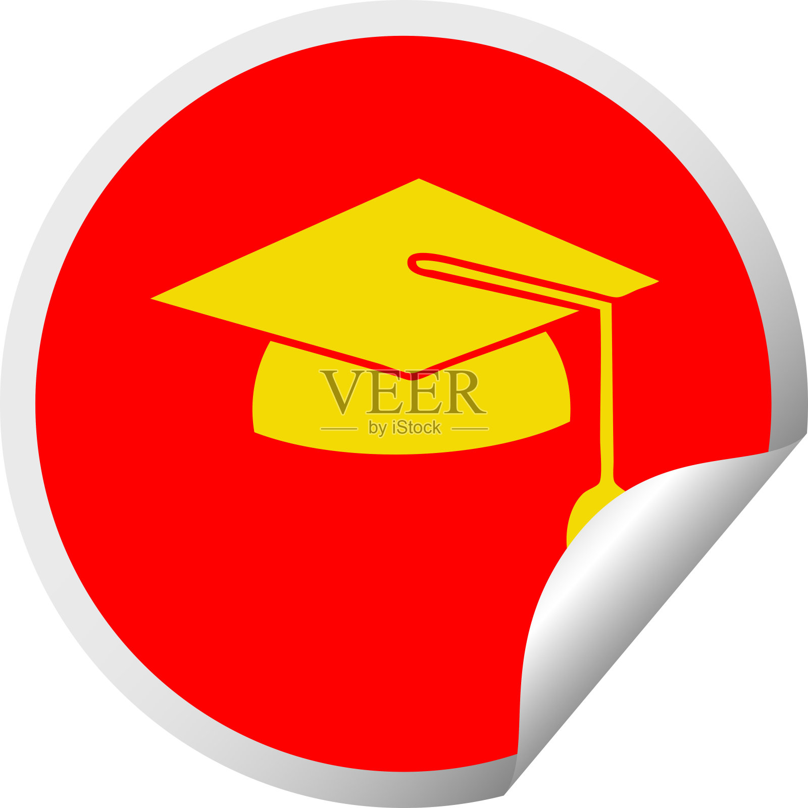 圆形脱皮贴纸卡通毕业帽插画图片素材