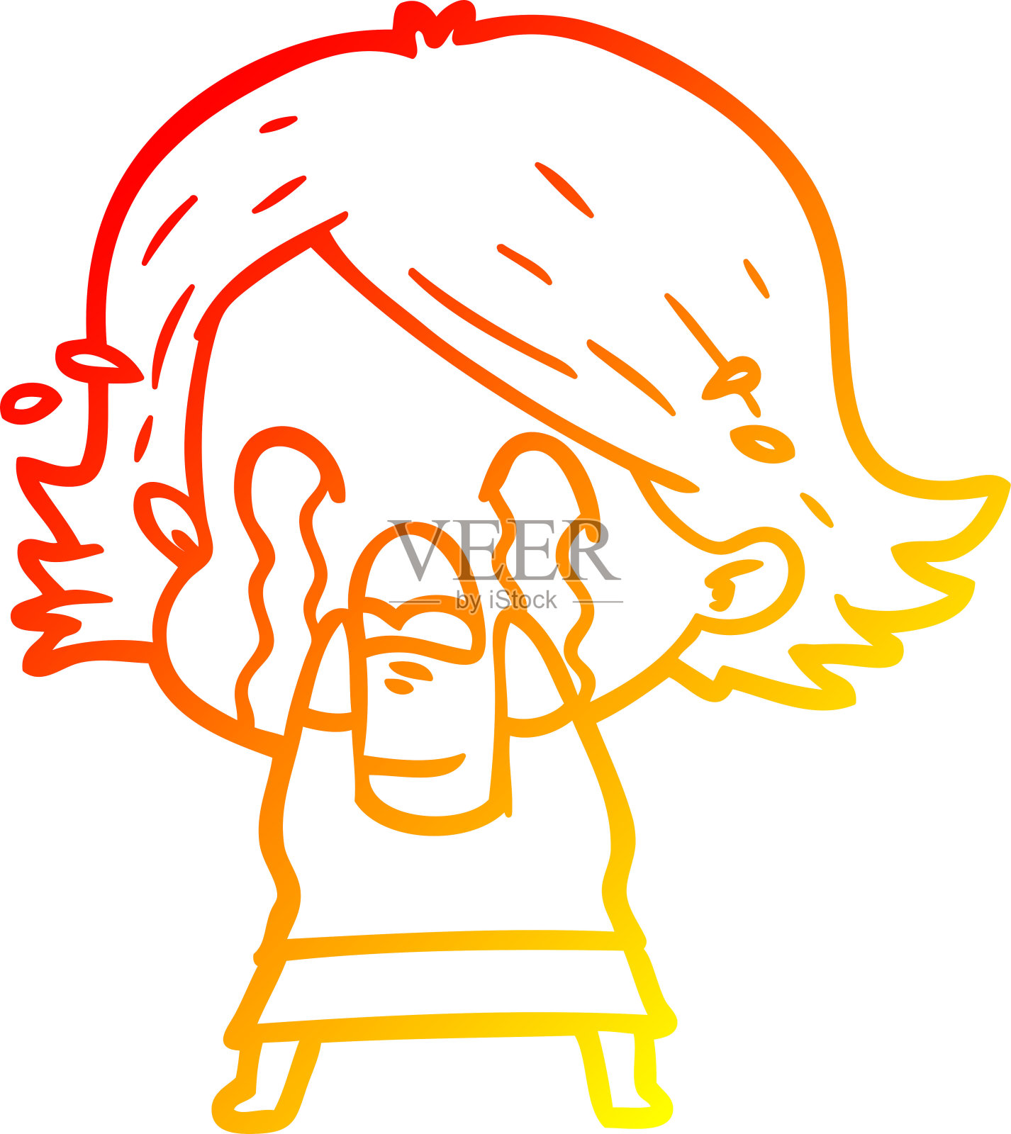 温暖的梯度线画一个卡通女人哭设计元素图片