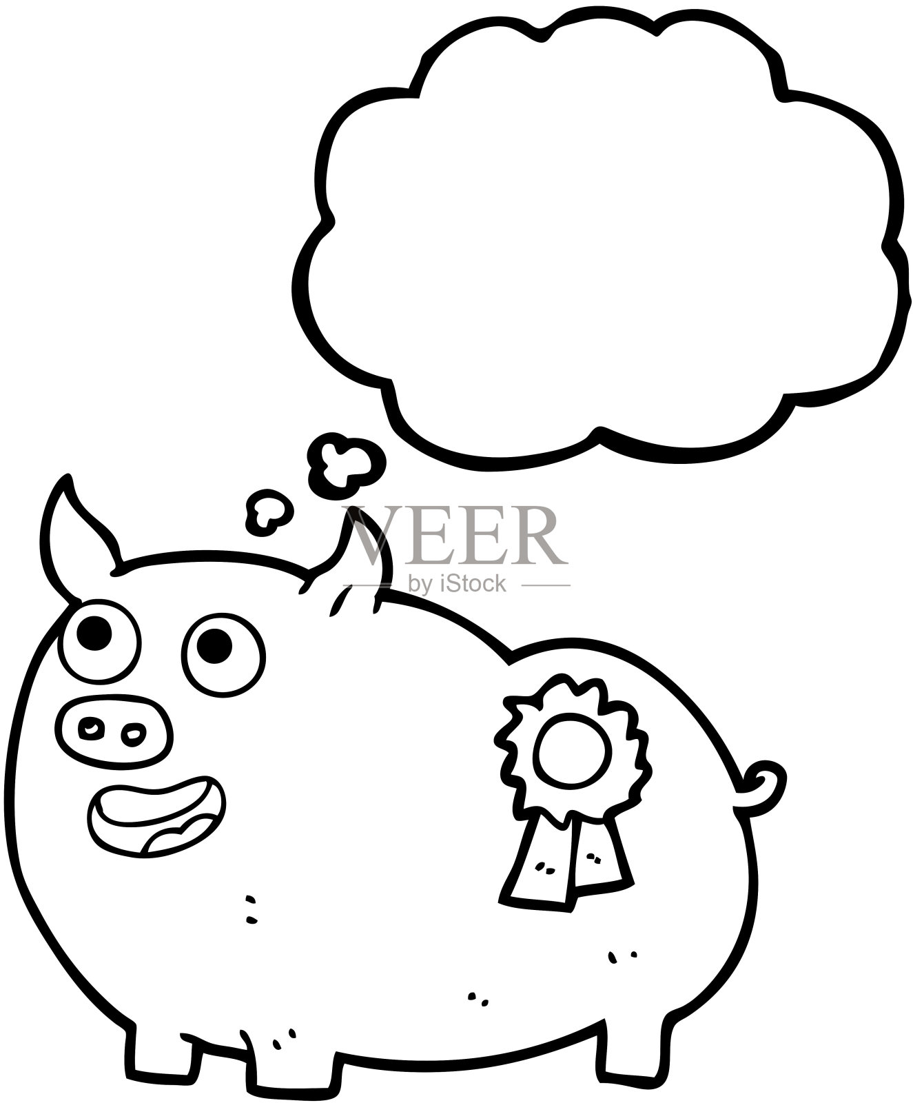 手绘思想泡泡卡通获奖猪设计元素图片