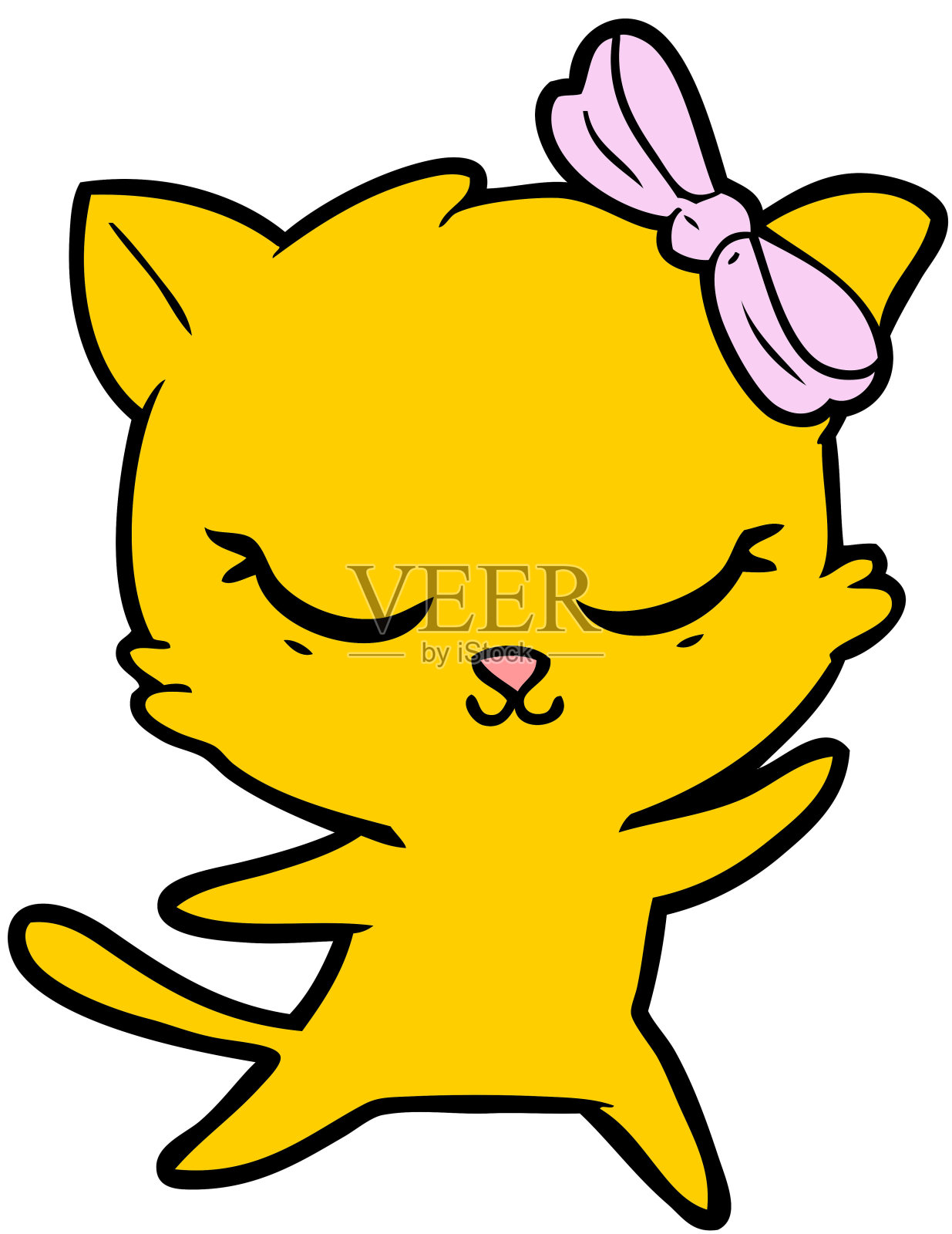 可爱的卡通猫带着蝴蝶结设计元素图片
