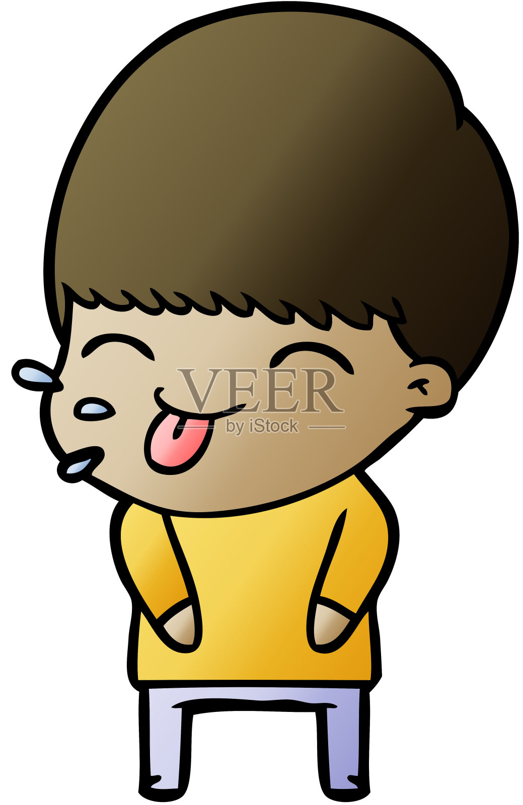 卡通男孩伸出舌头设计元素图片